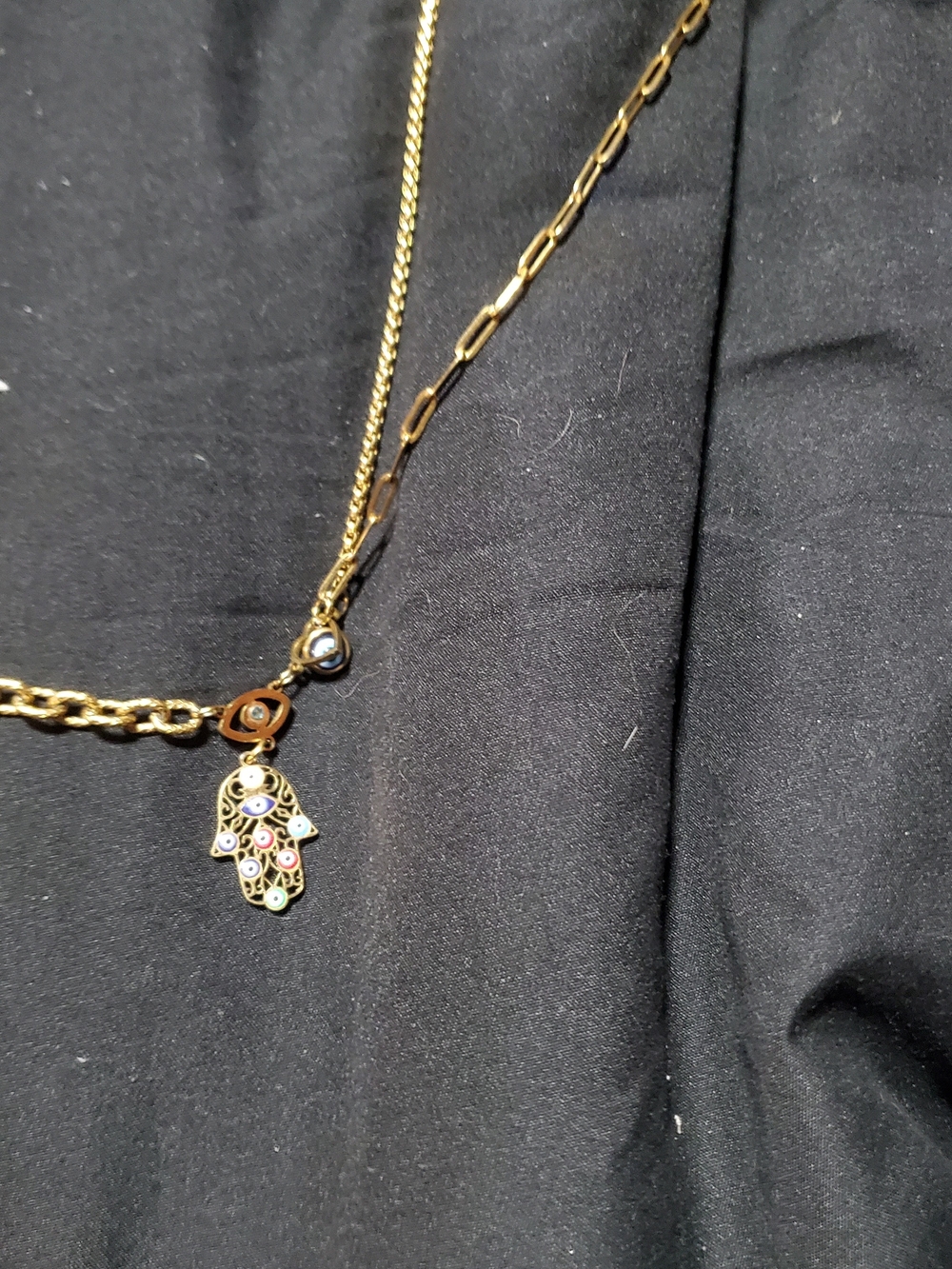 Chunky Gold Plated Evil Eye/ Hamsa Necklace